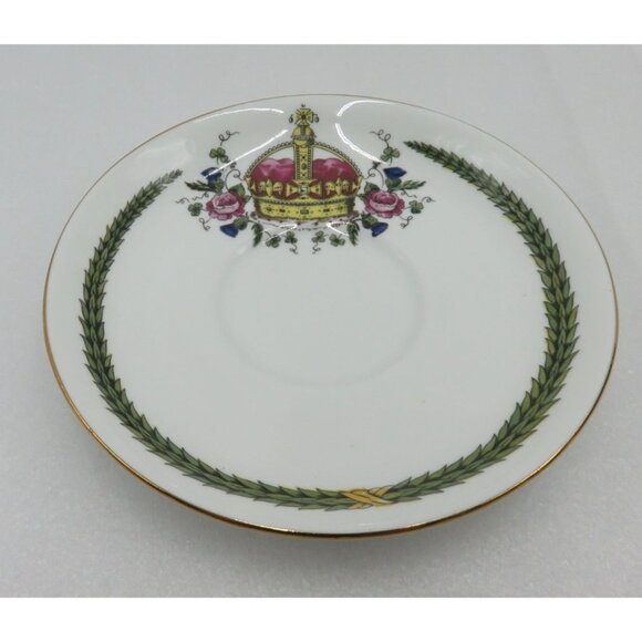AYNSLEY Queen Elizabeth II Coronation 1953 Bone China Tea Cup & Saucer Set - Picture 9 of 11